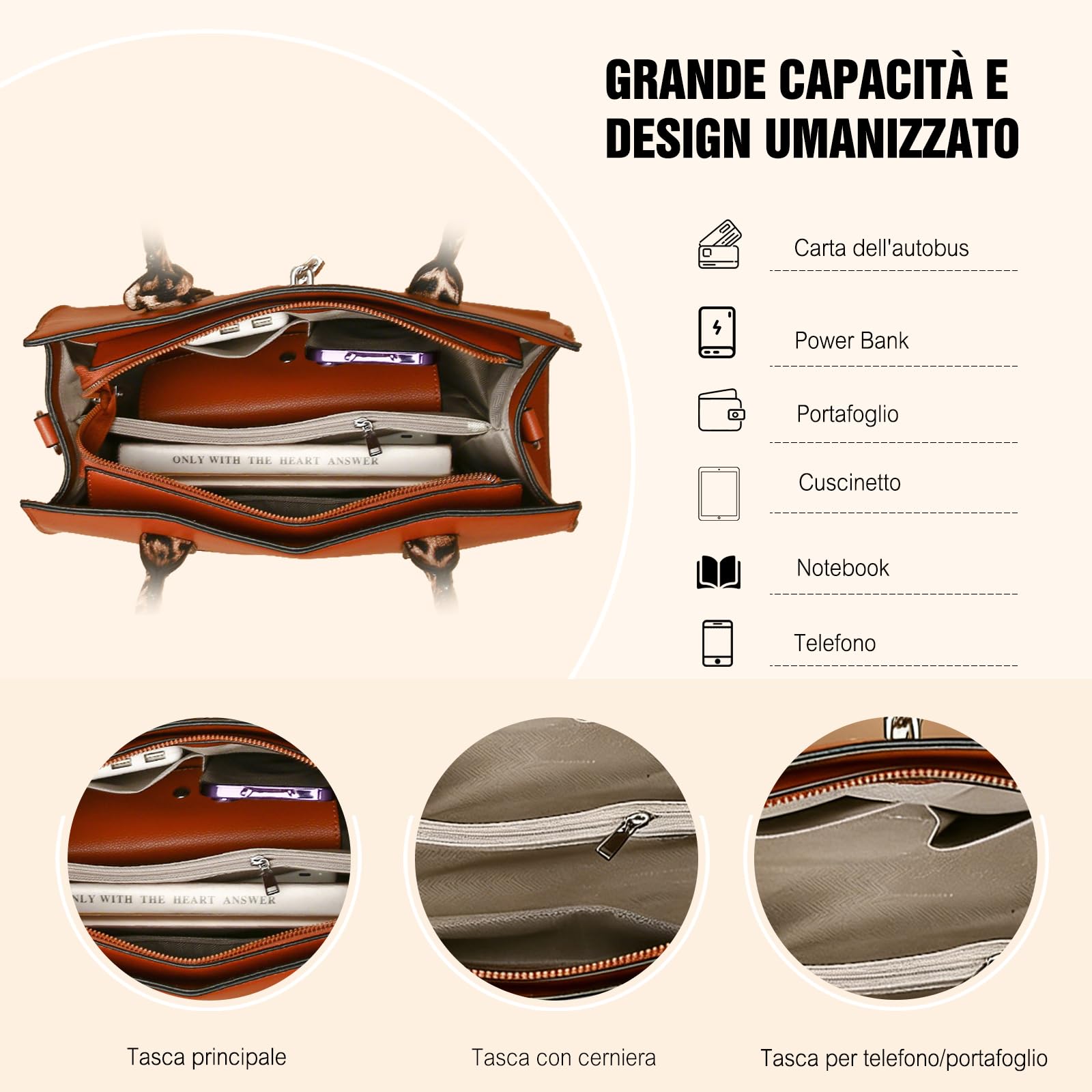 FANDARE 3 pezzi Set Elegante Borsa a Mano Donna PU Pelle Borse tracolla Spalla Leopardato Retrò Borse Tote Pochette Portafoglio Borsa Messenger per Shopping Viaggio Partito Sacchetto Borsetta