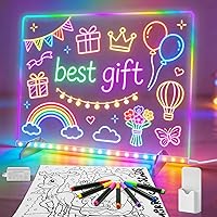 Signsxcel 16" LED Light Up Drawing Board for Kids - 8 Colors, 6 Modes, Tracing Book, 7 Markers, Age 3+ Educational Toy & Gift