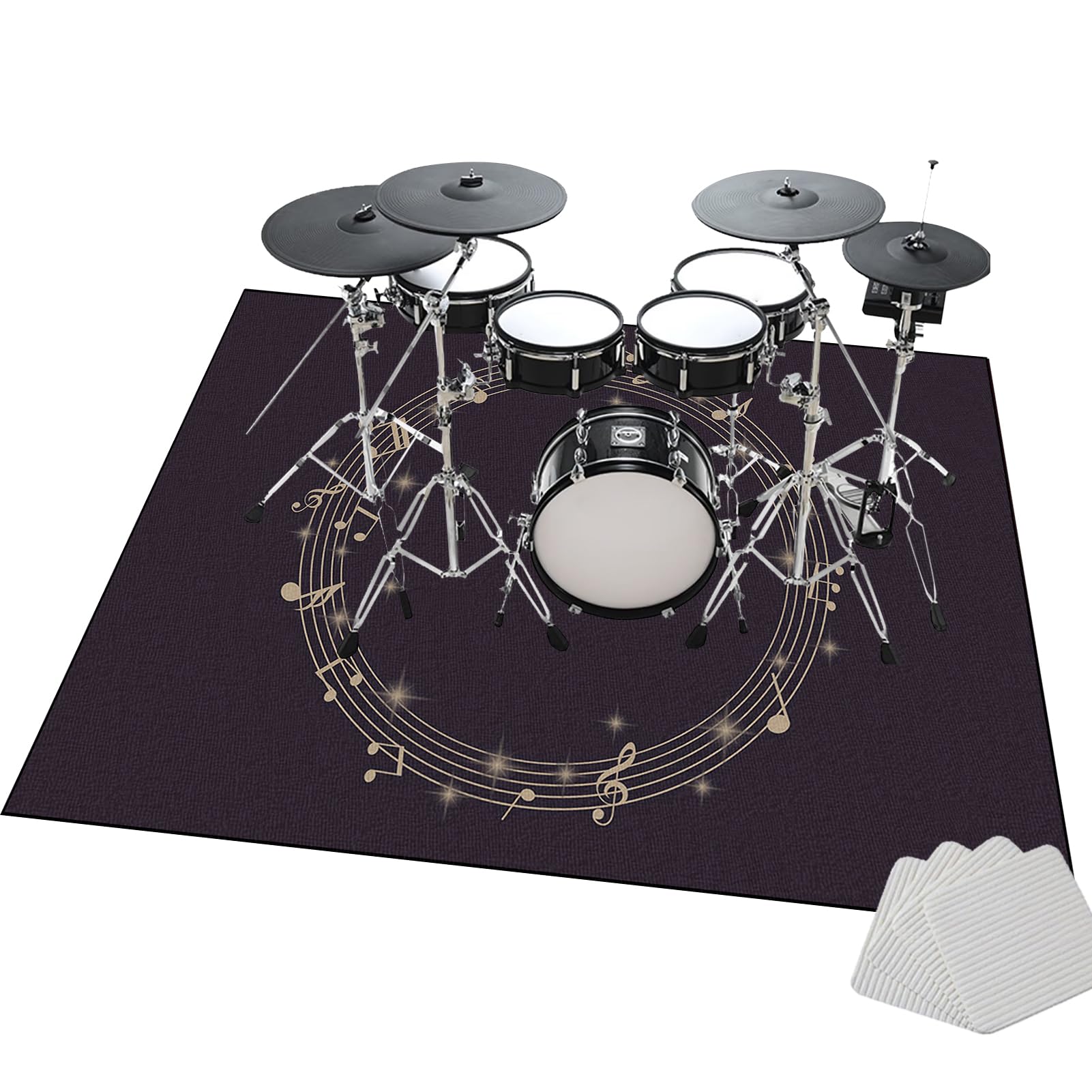 Alfombra Acusticas, Alfombra para Batería Tambor, Alfombrilla de Protección del Suelo, Alfombras de Batería Acústico para Kits de Batería Electrónica Bombo Caja, 100 x 80 cm Alfombrilla de Tambor