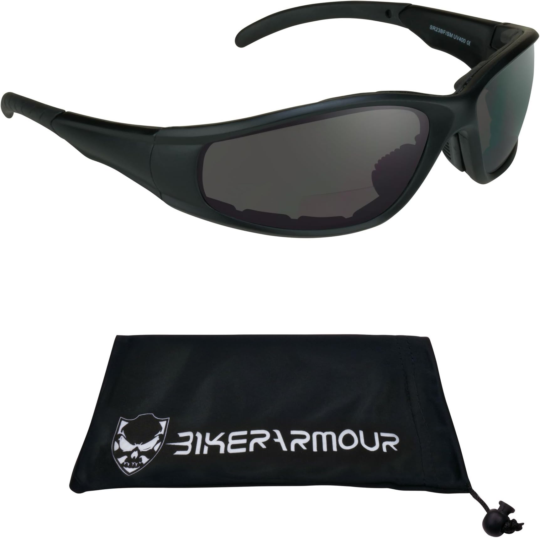 Bikershades Motorcycle Bifocal Sunglass Reader Safety Protective Goggles w/Foam Padding Men Women Z87 Fit Large Head Sizes
