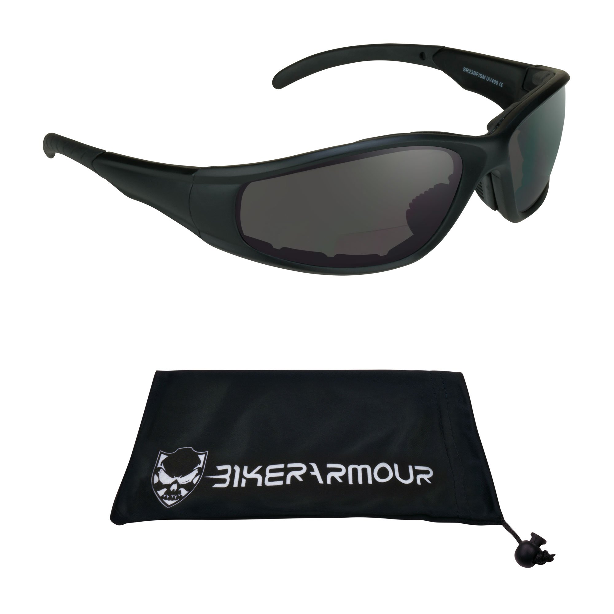 Bikershades Motorcycle Bifocal Sunglass Reader Safety Protective Goggles w/Foam Padding Men Women Z87 Fit Large Head Sizes