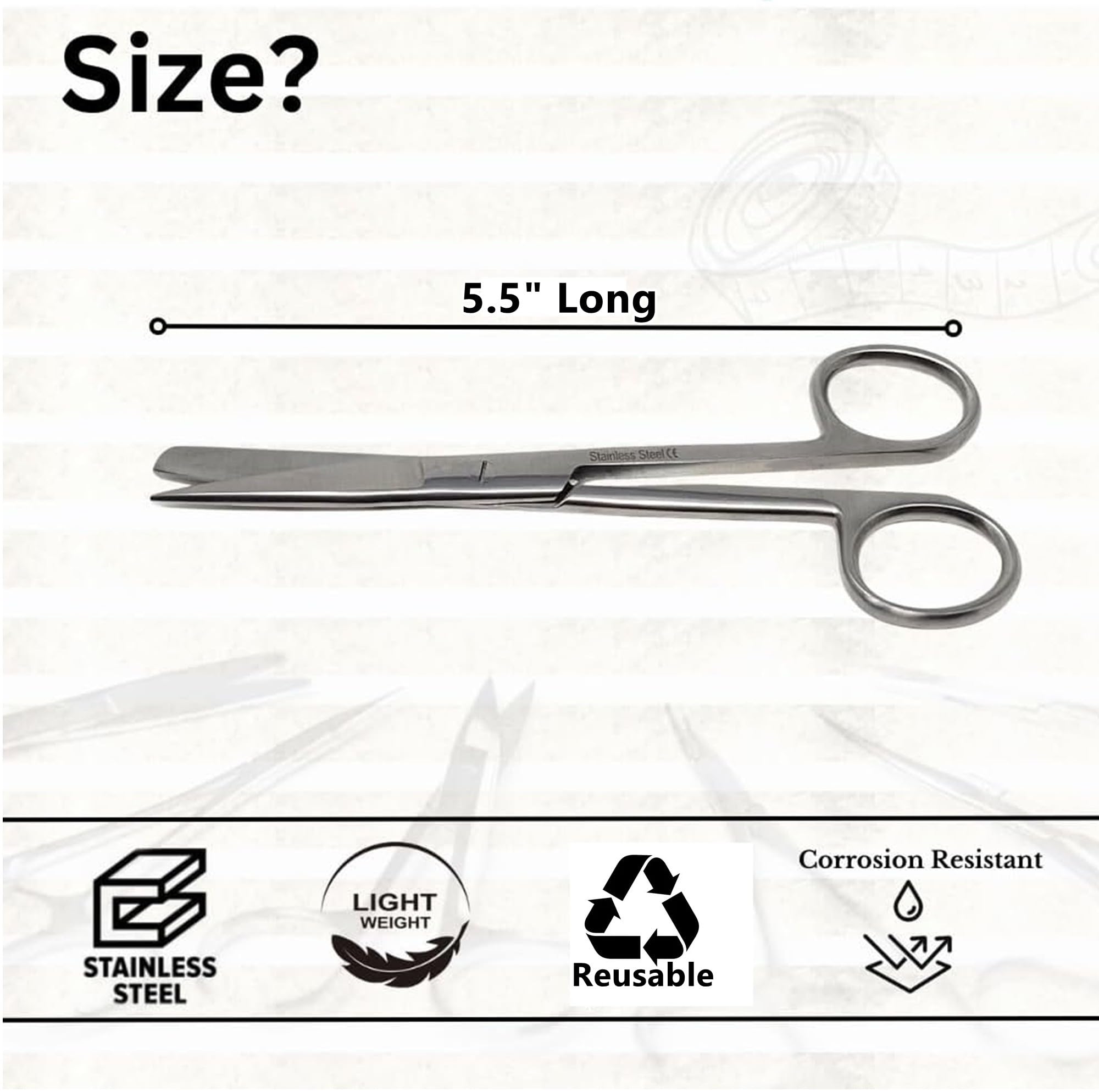 HIGH Grade PACIFATED Stainless Steel Dissecting Operating Scissors 5.5" Sharp Blunt Straight (HTI BRAND) — Amazon image 3