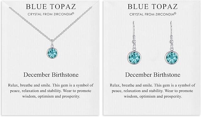 Philip Jones December (Blue Topaz) Birthstone Necklace & Drop Earrings Set Created with Zircondia® Crystals