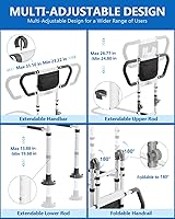Vista 3 de Rieles de cama para adultos mayores, barandilla de seguridad plegable de altura ajustable con mango antideslizante de capacidad de 400 libras, luz