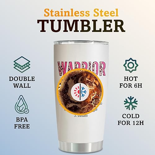 Miniatura 4 de Regalos personalizados de cáncer de mama para mujeres, sobreviviente de la guerrera de la concienciación, vaso de viaje con nombre personalizado con