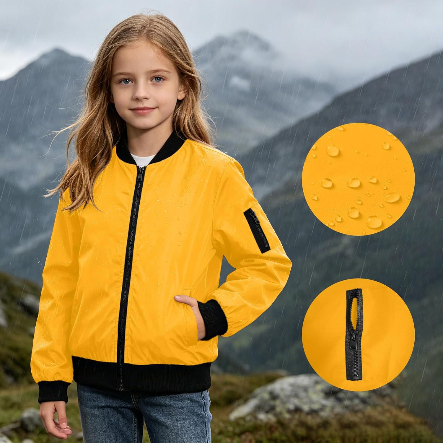 Kids Lightweight Zip Bomber Jacket Fall Rain Coat