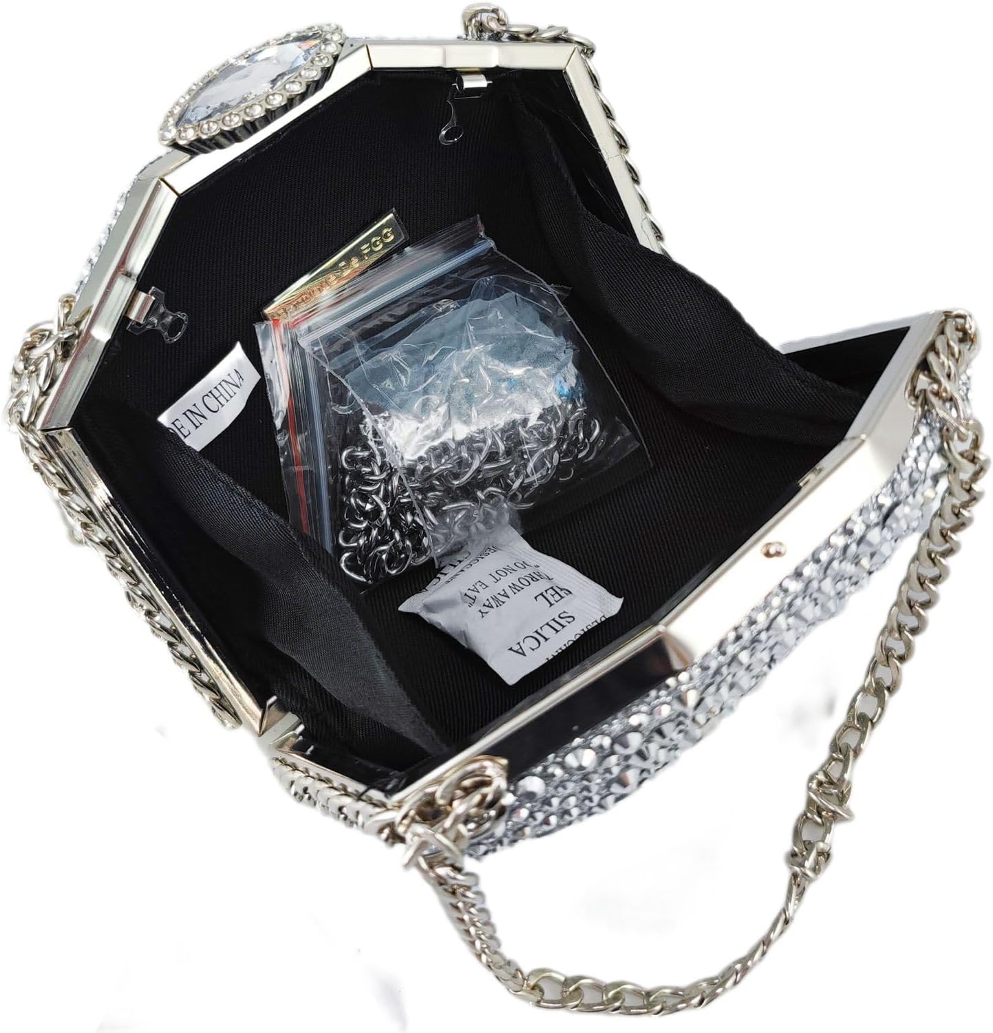 Boutique De FGG Rhinestone Clutch Purse Metal Clutches for Women Party Evening Handbags Prom Crystal Clutch Bag, Mini