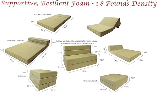 Miniatura 6 de D&D Futon Furniture Colchón plegable de espuma, sofá cama, camas de invitados (tamaño matrimonial, morado) Púrpura,Negro -,Marrón,Borgoña,Gris,Verde