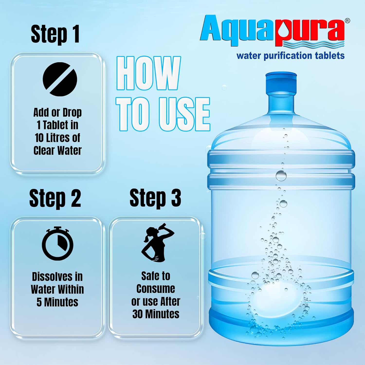 Aquapura Potable Water Purification Tablets 100 Tablets Pack, Each Tablet for 10 litres Water (Water Purifier), 3 Years Shelf Life & Warranty, Makes Water Pure and Safe 29 71zymW2jMTL. SL1500