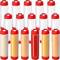 Vista 8 de Roshtia 16 botellas de 16 onzas, botella exprimible de plástico invertido para salsa, dispensador de salsa autosellante recargable, para líquidos