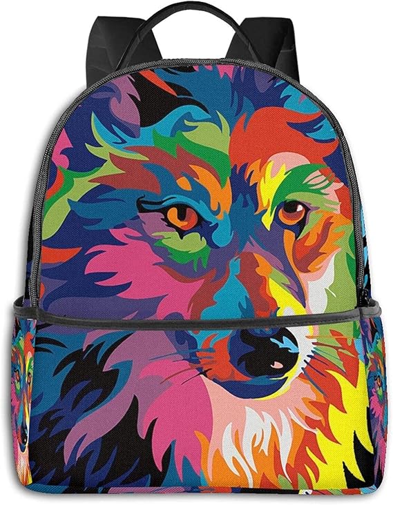 Colorful Wolf Adult Backpack, Unisex Backpack, Fashion Life Backpack