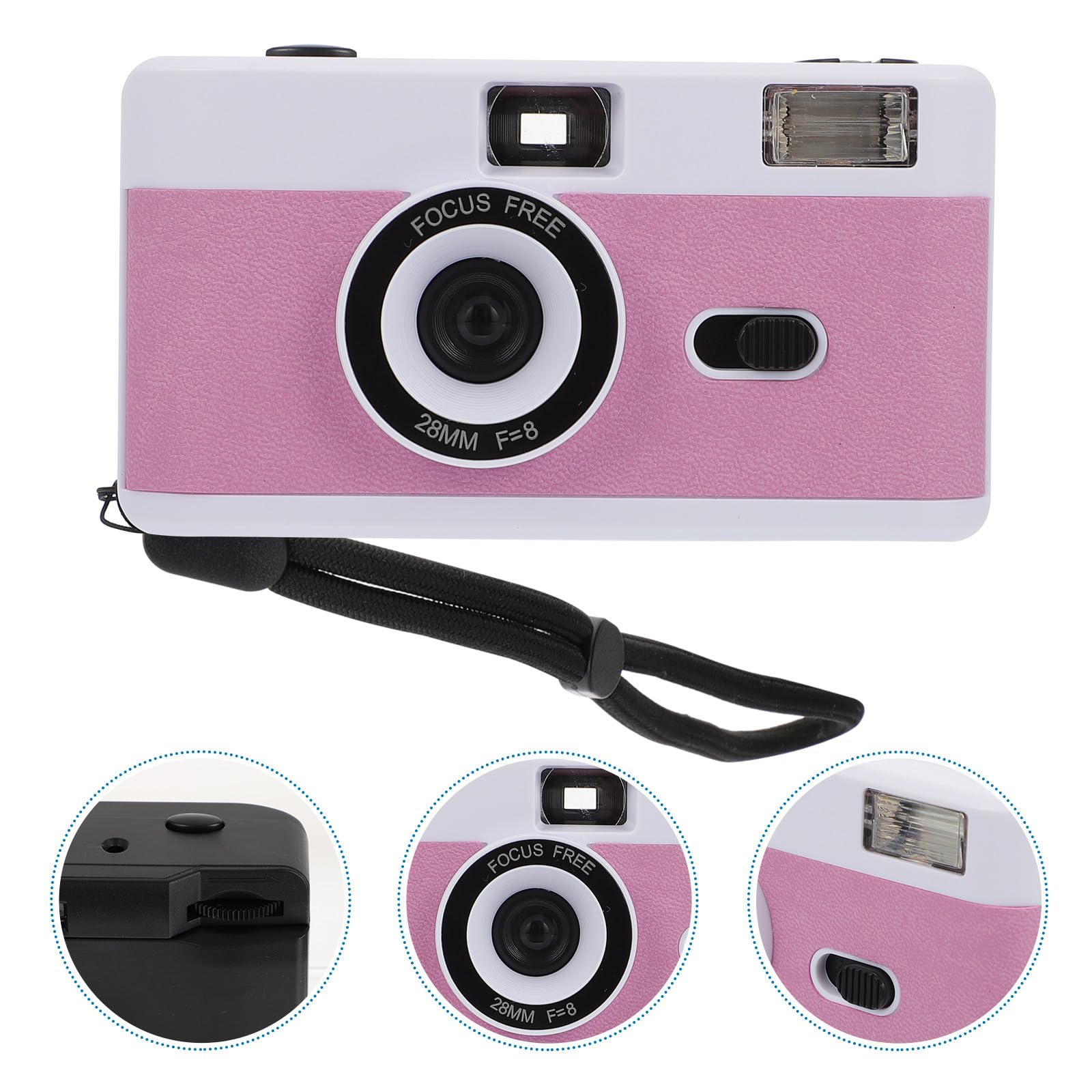 Fotocamera Riutilizzabile 35mm in Abs Flash Integrato | Bianco, senza Batteria, Formato Compatibile Pellicola 35mm, Stile Vintage
