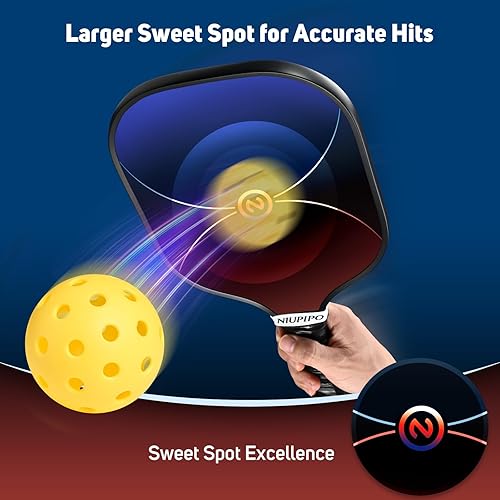 Miniatura 3 de niupipo Pickleball Paddles Set of 241, USAPA Approved Graphite Carbon Fiber Pickleball Rackets, Polypropylene Honeycomb Core, Cushion 4.72In Grip,