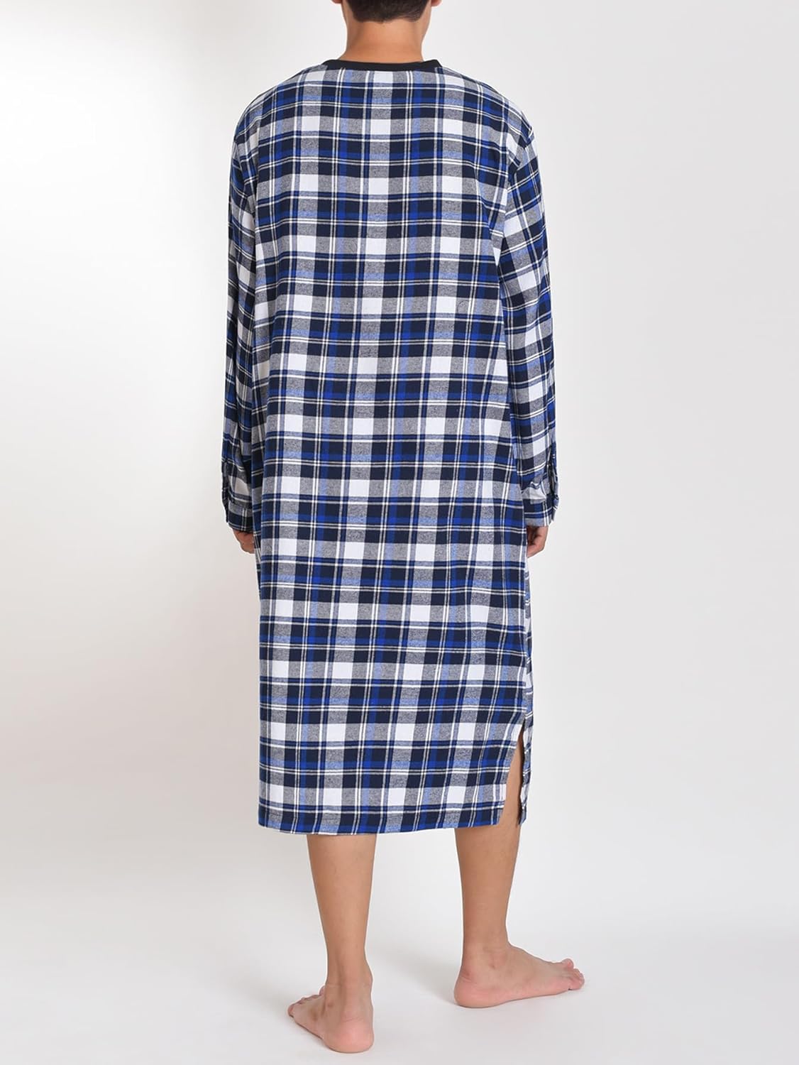 Latuza Men's Warm Cotton Flannel Nightshirt for Sleeping
