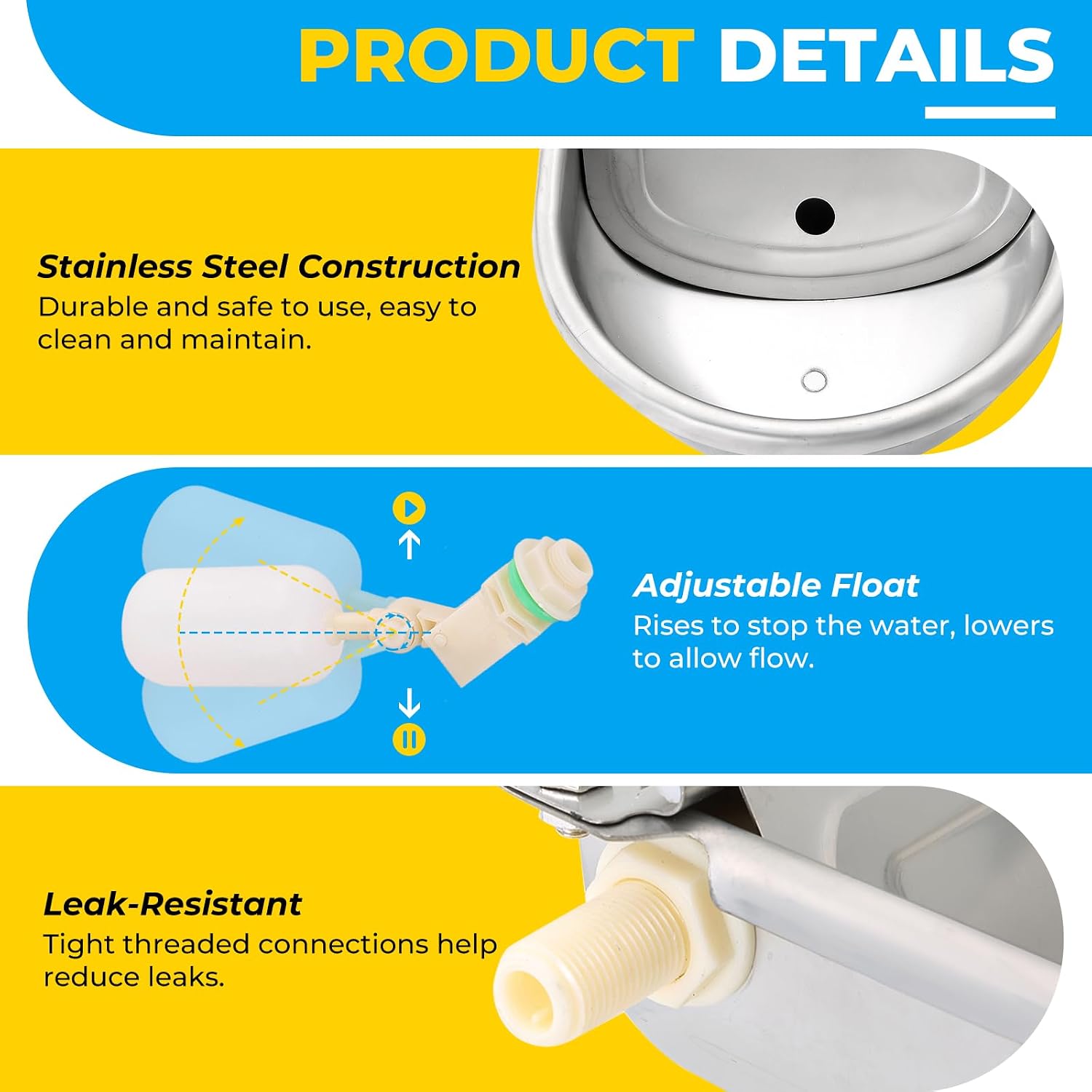 NATGAI Automatic 304 Stainless Steel Waterer Bowl with Drainage Hole image 4