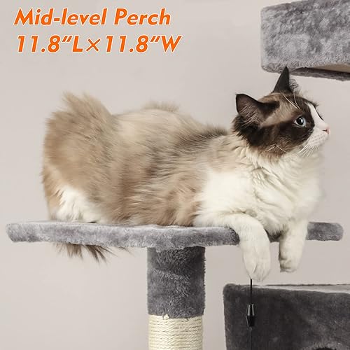 Miniatura 5 de Torre para gatos de 40.2 pulgadas de varios niveles para gatos de interior, árbol alto para gatos con postes rascadores cubiertos de sisal y