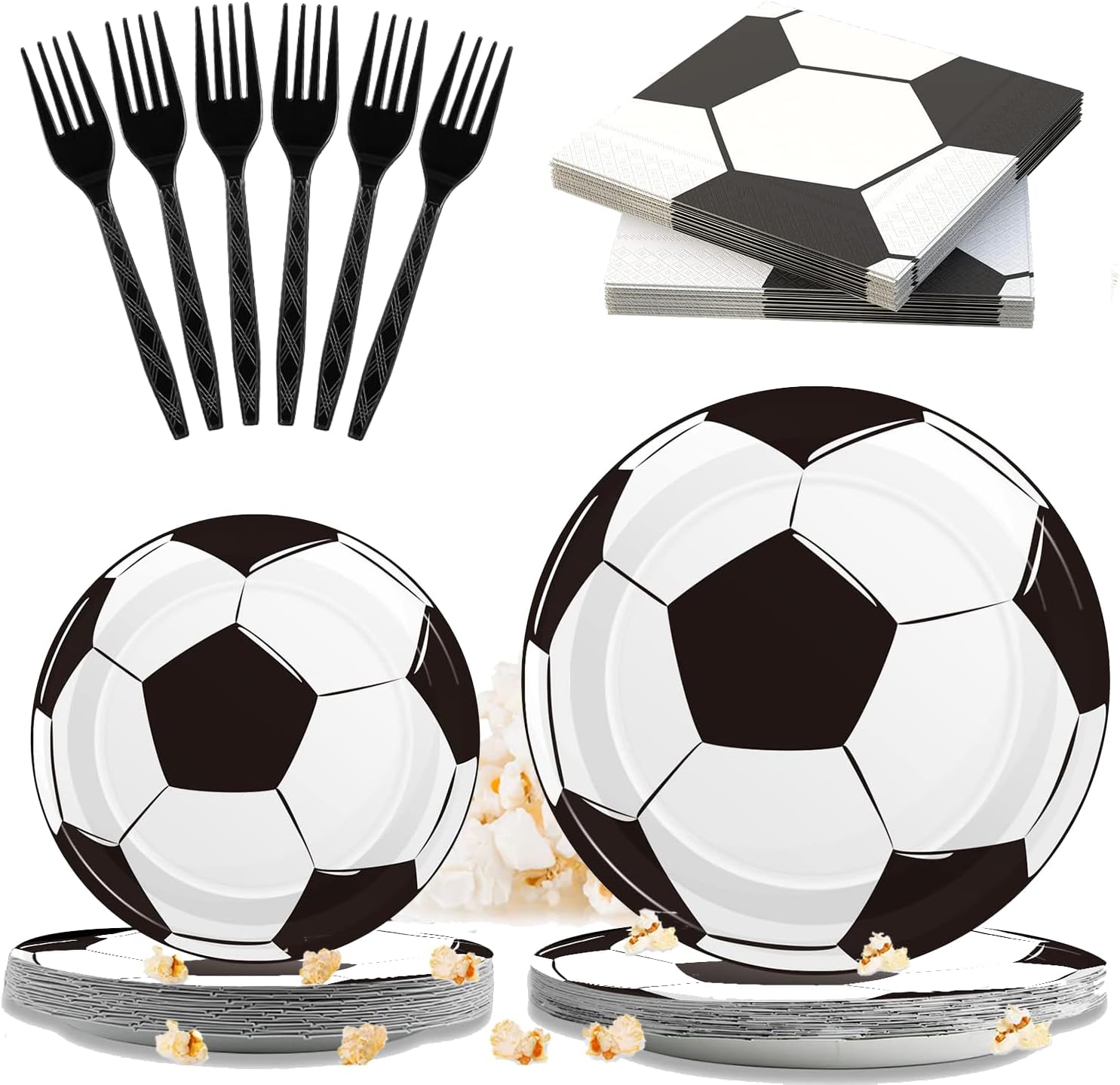 96 Pcs Soccer Party Supplies Bundle Paper Plates Napkins Sports Sports Party Birthday Decorations Favors For Kids (Soccer)