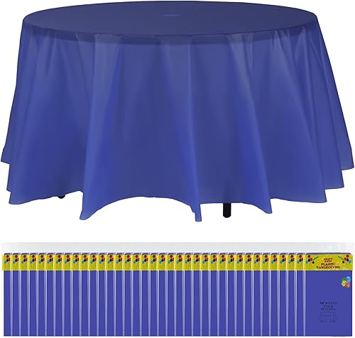Mixweer 36 manteles redondos de 84 pulgadas, color azul marino, mantel circular decorativo desechable para bodas, fiestas de cumpleaños,