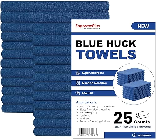 Miniatura 12 de Blue Huck Towels - Paquete de 100 toallas de limpieza a granel, multiusos para ventanas, vidrio, mecánicos, garaje y comerciales, paños absorbentes