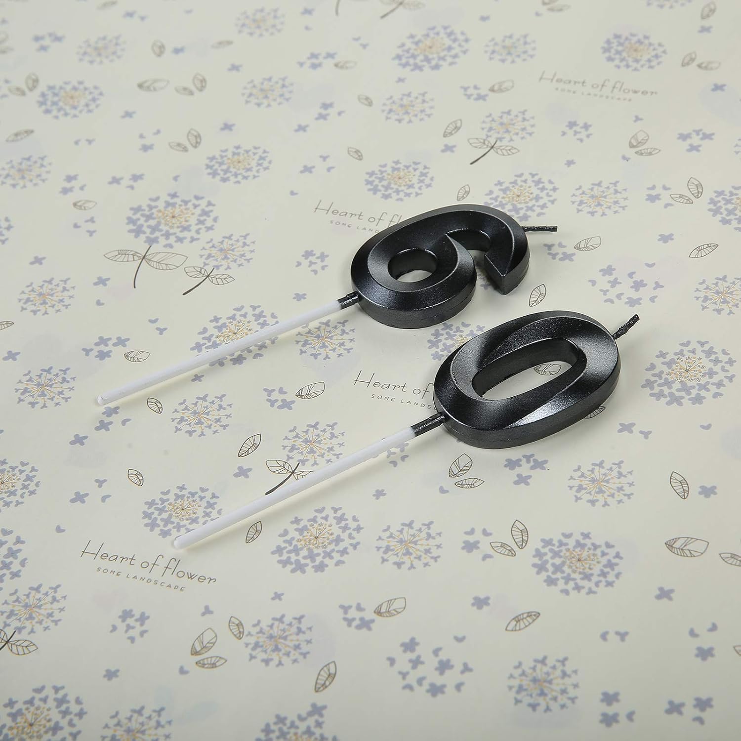 Black 60 Birthday Candles,60th Birthday Decorations for Women Men image 2