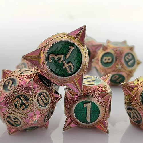 Miniatura 3 de DND - Juego de dados de metal D&D, redondos, poliédricos, RPG, 7 dados grandes, accesorios de personajes, juego de dados D&D MTG Warhammer