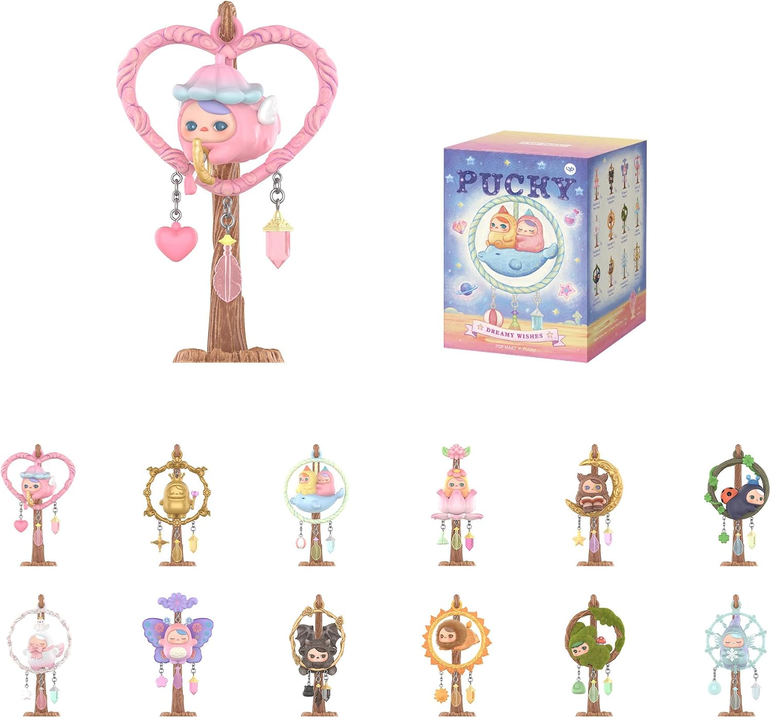 POP MART PUCKY Dreamy Wishes Series Blind Box Figures, Collectible Toys Home Decorations, Holiday Birthday Gifts for Girls and Boys, Single Box