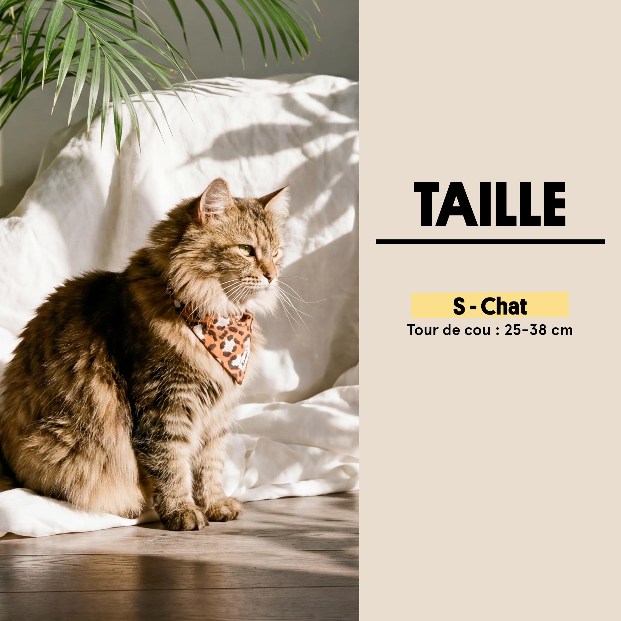 Bandit - Bandana pour Chat - Taille S - Jungle Chic - Tour de Cou 24-28cm - Boucles Anti-étranglement en Plastique - Foulard en Nylon résistant et Doux - Confortable, Durable et Lavable en Machine