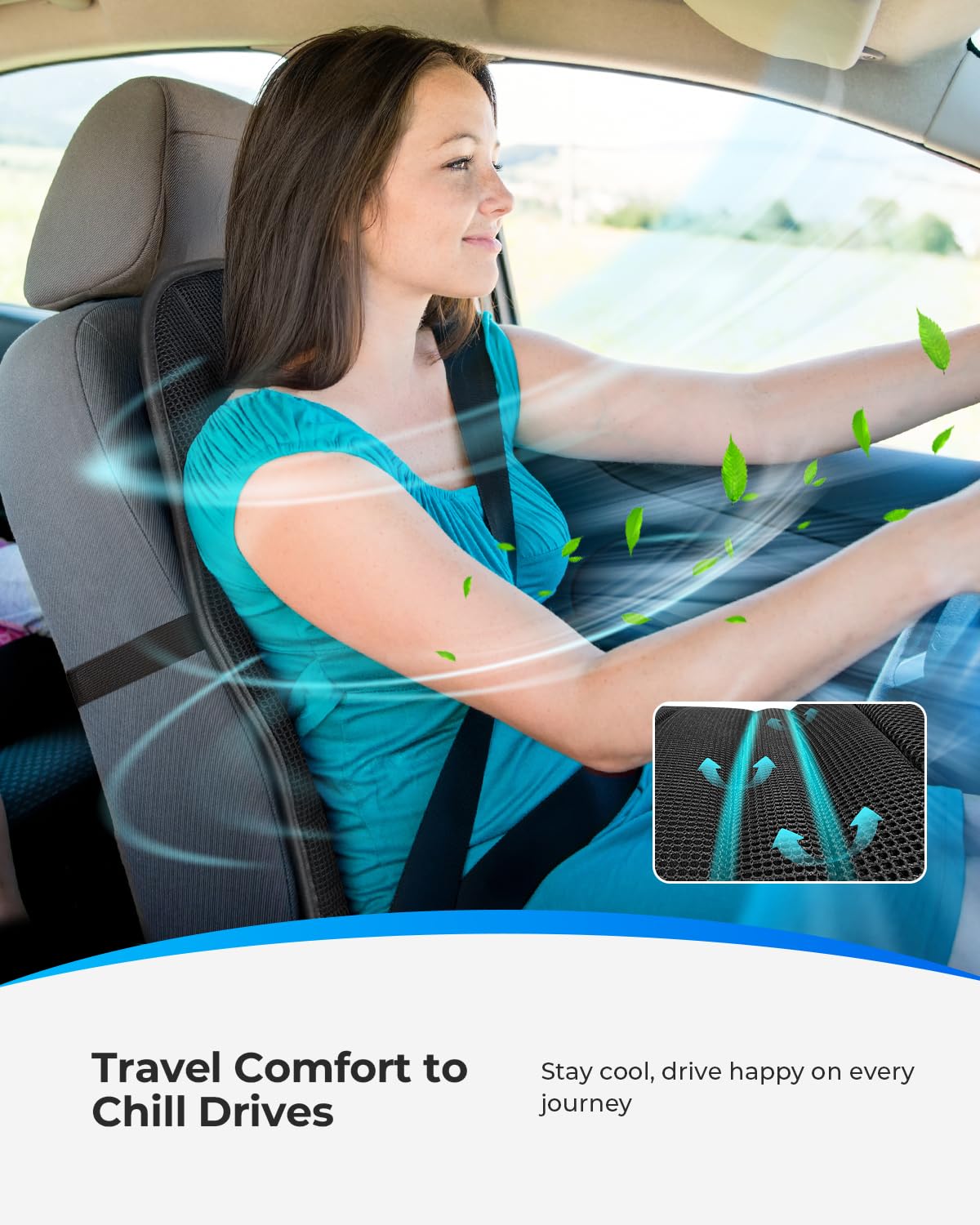 CooCoCo Cooling Car Seat Cover Front Seat, Ventilated Car Cushion, Seat Cooling Pad, Cooled Cover for SUV Truck Universal Fit, Gifts for Husband Driver Men Dad, Matte Black