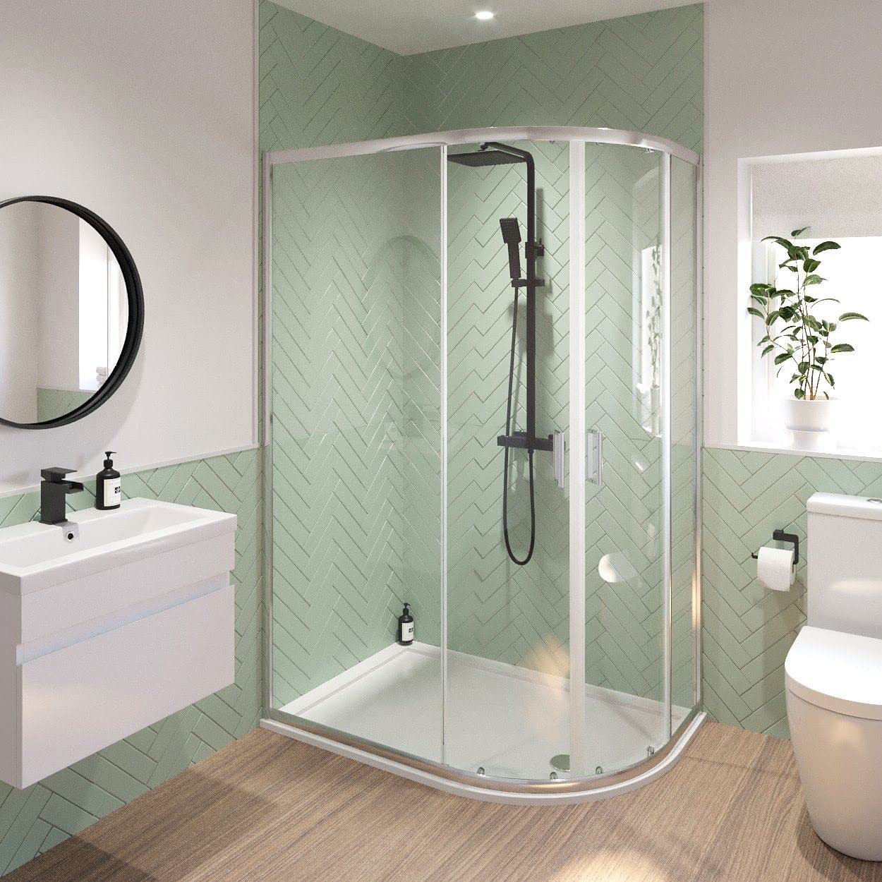 Luxura Chrome Modern 1200Mm X 800Mm Right Hand Offset Quadrant Shower Enclosure Framed 6Mm Glass