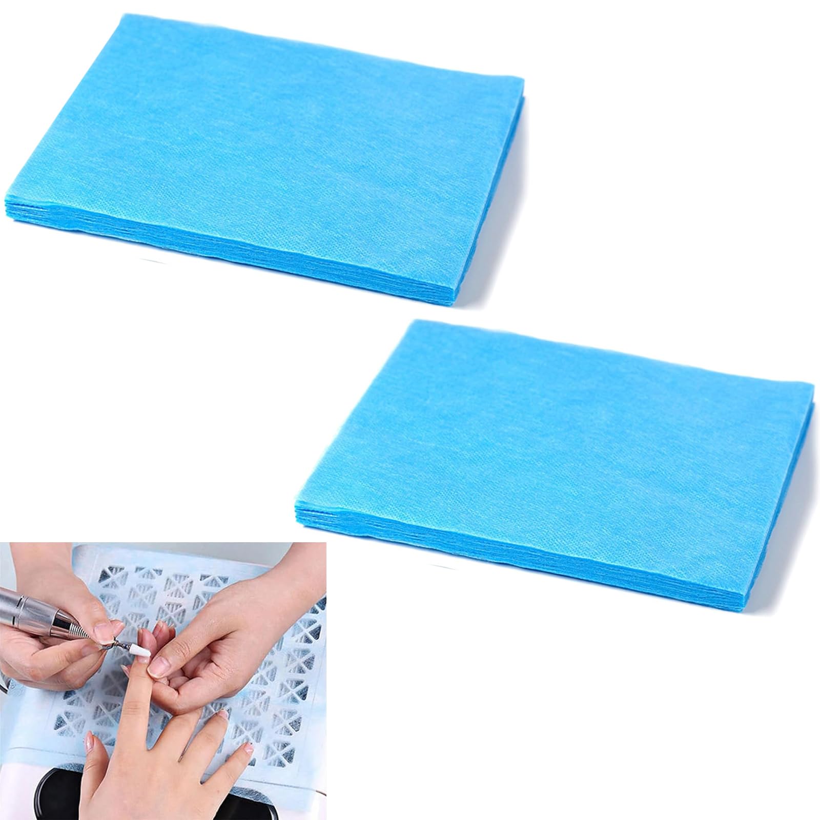 200Pcs Nail Art Dust Remove Filter Paper Sheets for Collector - Wipes for Home Salon Vacuum Cleaner Supplies (Blue)