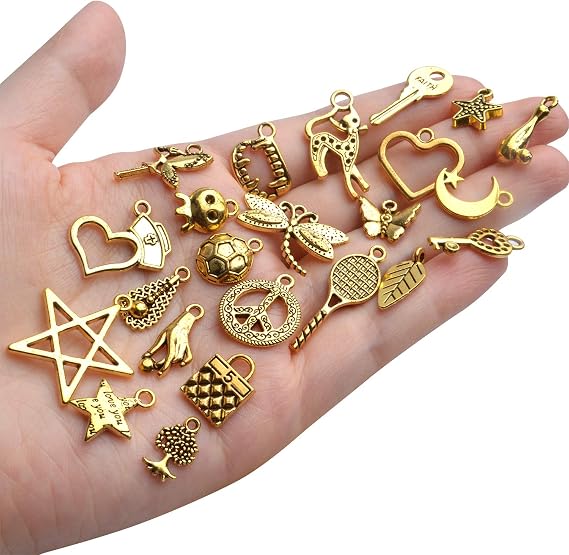 100pcs Wholesale Bulk Lots Jewelry Making Charms Antique Gold Mixed Alloy Pendants Charms for DIY Necklace Bracelet Crafting