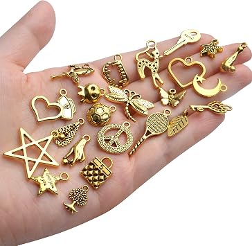 100pcs Wholesale Bulk Lots Jewelry Making Charms Antique Gold Mixed Alloy Pendants Charms for DIY Necklace Bracelet Crafting