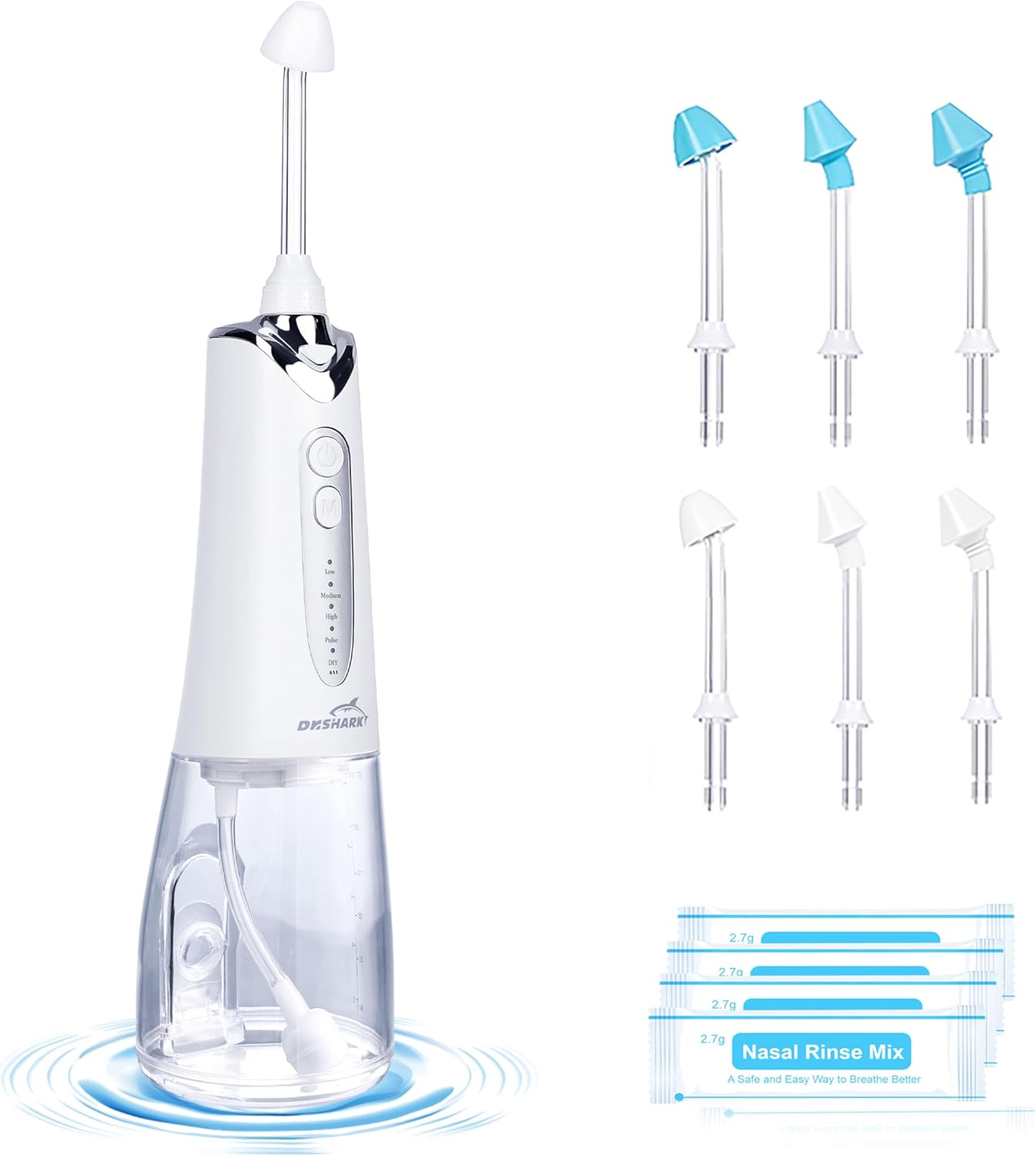 DR.SHARK Cordless Nasal Irrigation System, Electric Netting Pot for Sinus, Nose Cleaner, Sinus Cleaner Machine, 5 Modes Nasal Rinse Machine