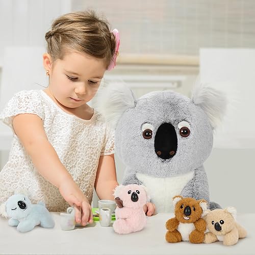 Vista 194 de Juego de 7 juguetes de peluche de dragón verde gigante de 21.7 pulgadas, animal de peluche con 4 bebés y 2 huevos, dinosaurios de peluche para niños