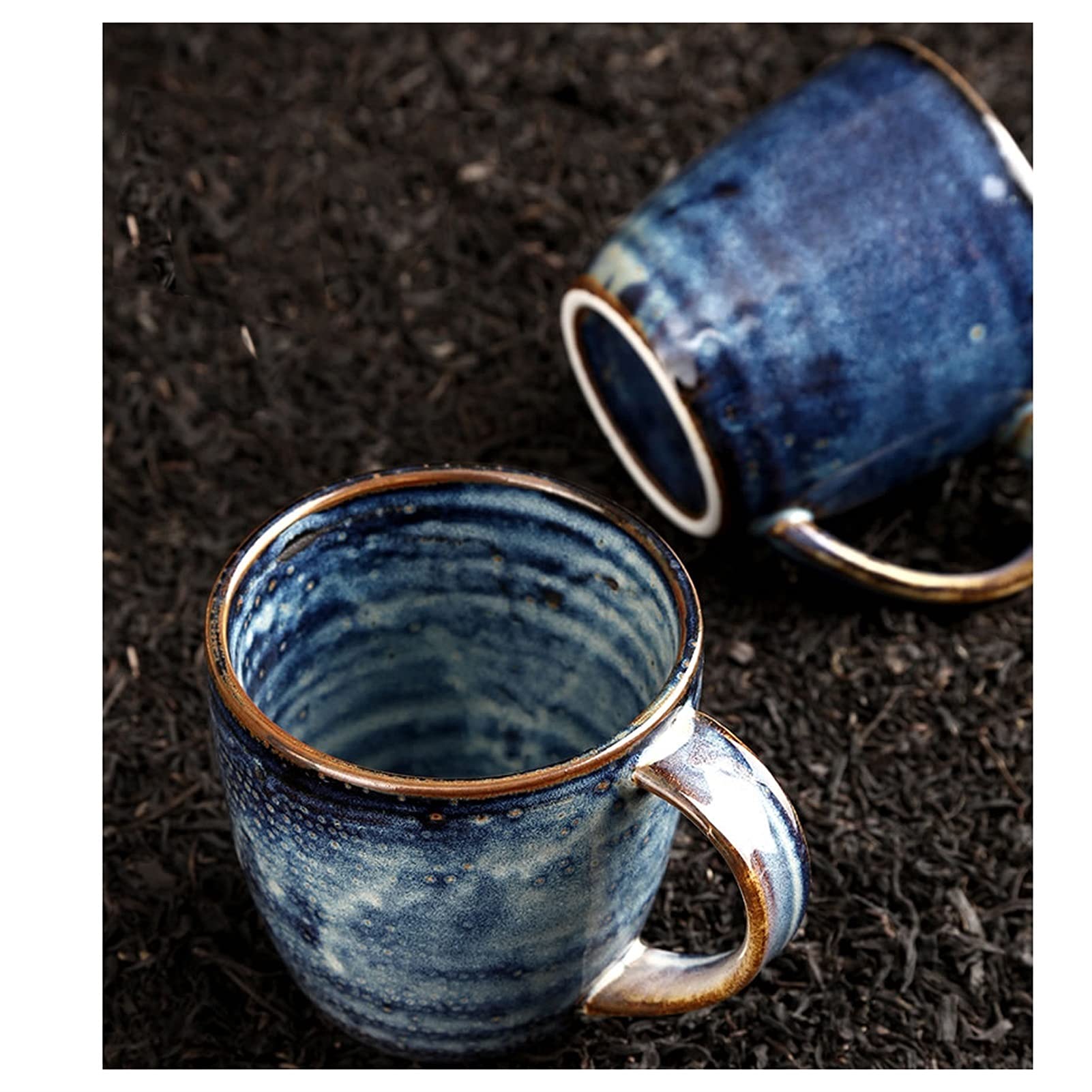 Kubek do kawy, filiżanka do herbaty niebieski kubek ceramiczny kreatywny kubek dla par z uchwytem duży kaliber kubek do kawy może być używany jako kubek śniadaniowy