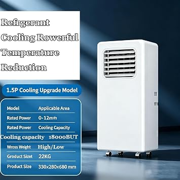 Portable Air Conditioner 12000-18000 BTU 3in1 Cooler Purifier Fan Dehumidifier with 24h Timer Remote Window Exhaust Kit, Class A Energy Rated Air Con Unit, 18000btu