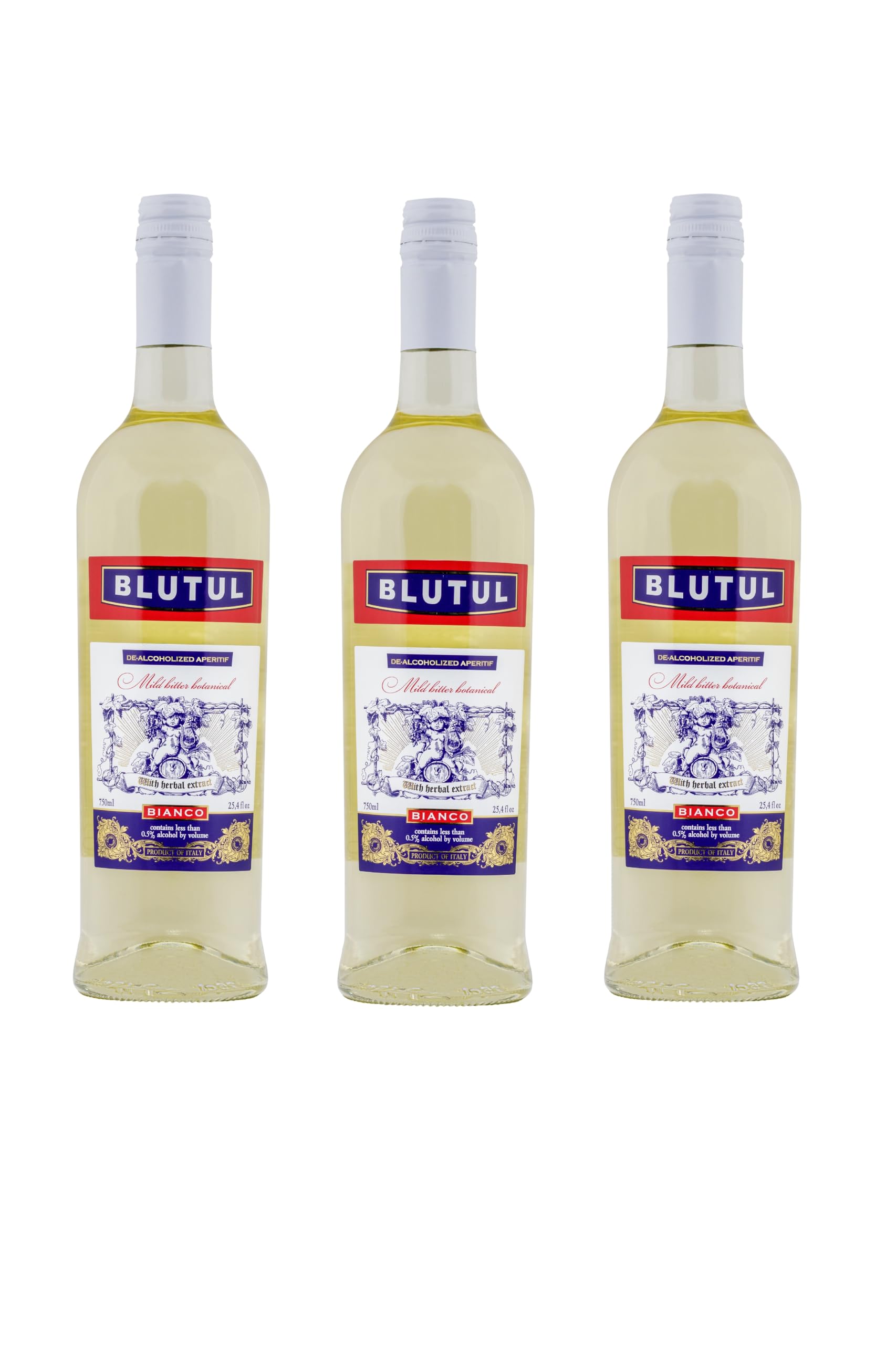 BIANCO ALKOHOLFREIER ITALIENISCHER WERMUT/Preisgekrönter Kräuter Aperitif 3er Pack (3 x 0,75L)/Abgefüllt in Italien/Perfekt als Mixer für Cocktails