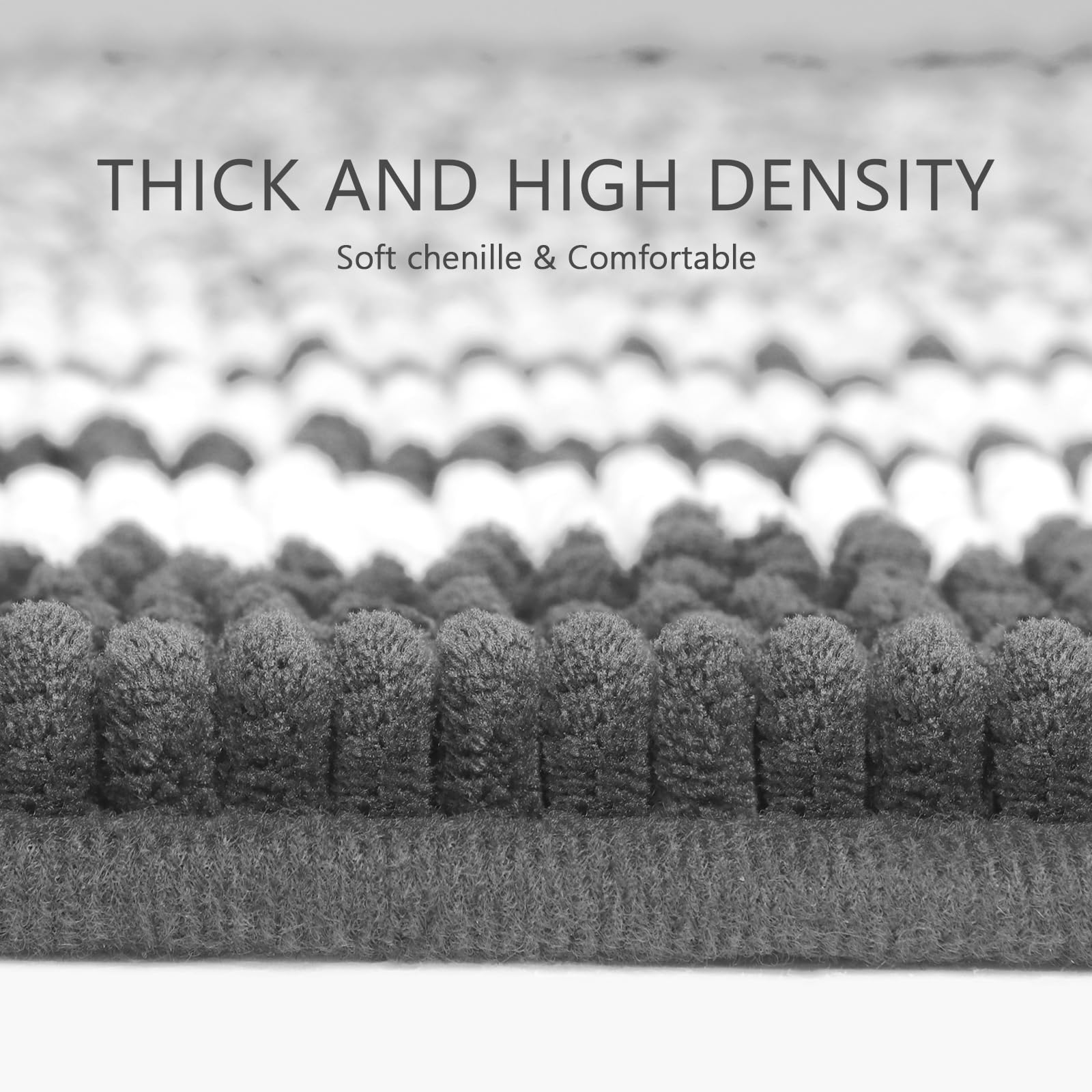 Starryle Bathroom Rugs Set 2 Piece - Extra Soft Fluffy Striped Chenille Bath Mats, Non-Slip, Machine Washable (24x35 & 16x24 Inches, Denim) - View #7