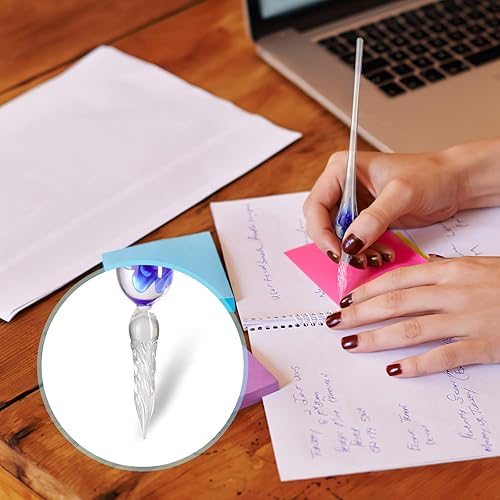 Miniatura 3 de Bolígrafo de tinta de vidrio, juego de bolígrafos de inmersión de vidrio, bolígrafo de caligrafía, escritura de firma, regalos de Navidad, regalos