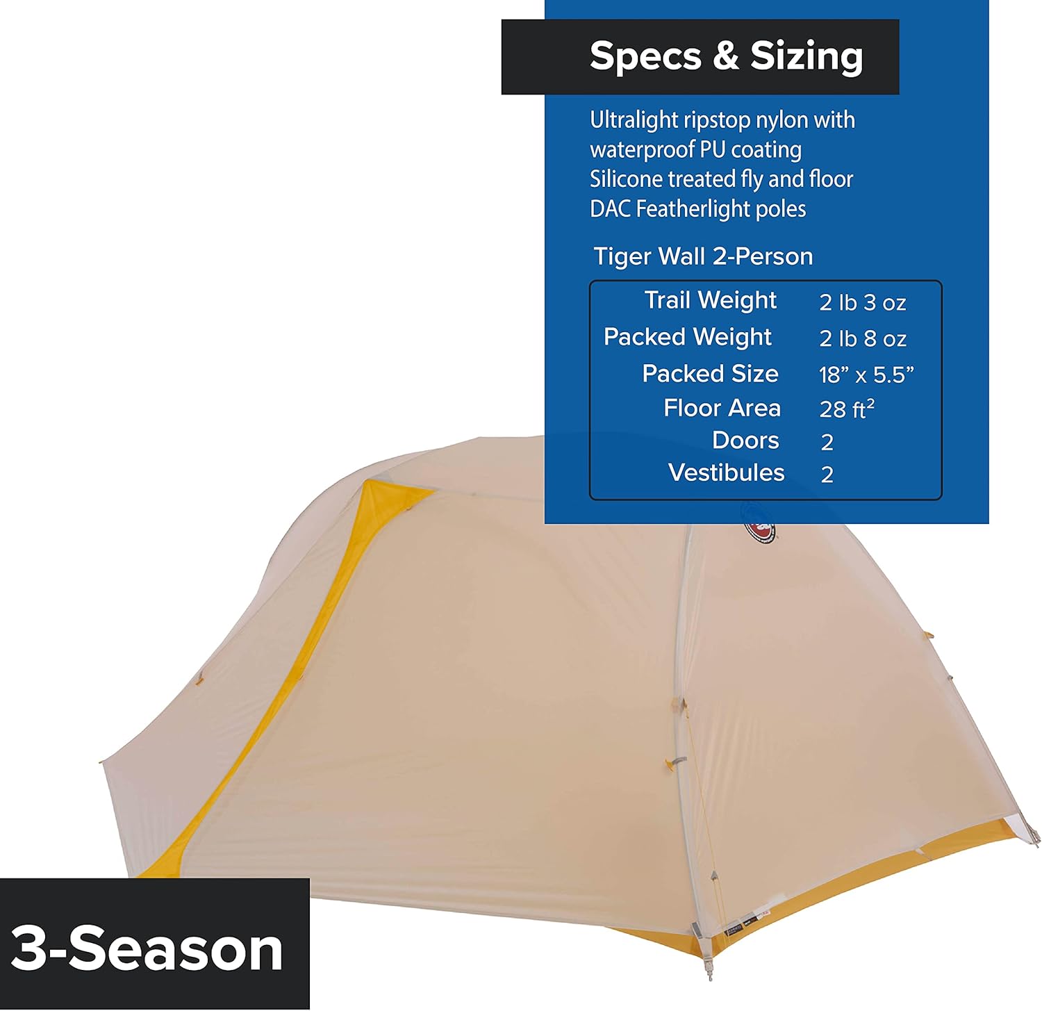 Big Agnes Tiger Wall UL Ultralight Tent with UV-Resistant Solution Dyed Fabric Big Agnes Tiger Wall UL Ultralight Tent with UV-Resistant Solution Dyed Fabric