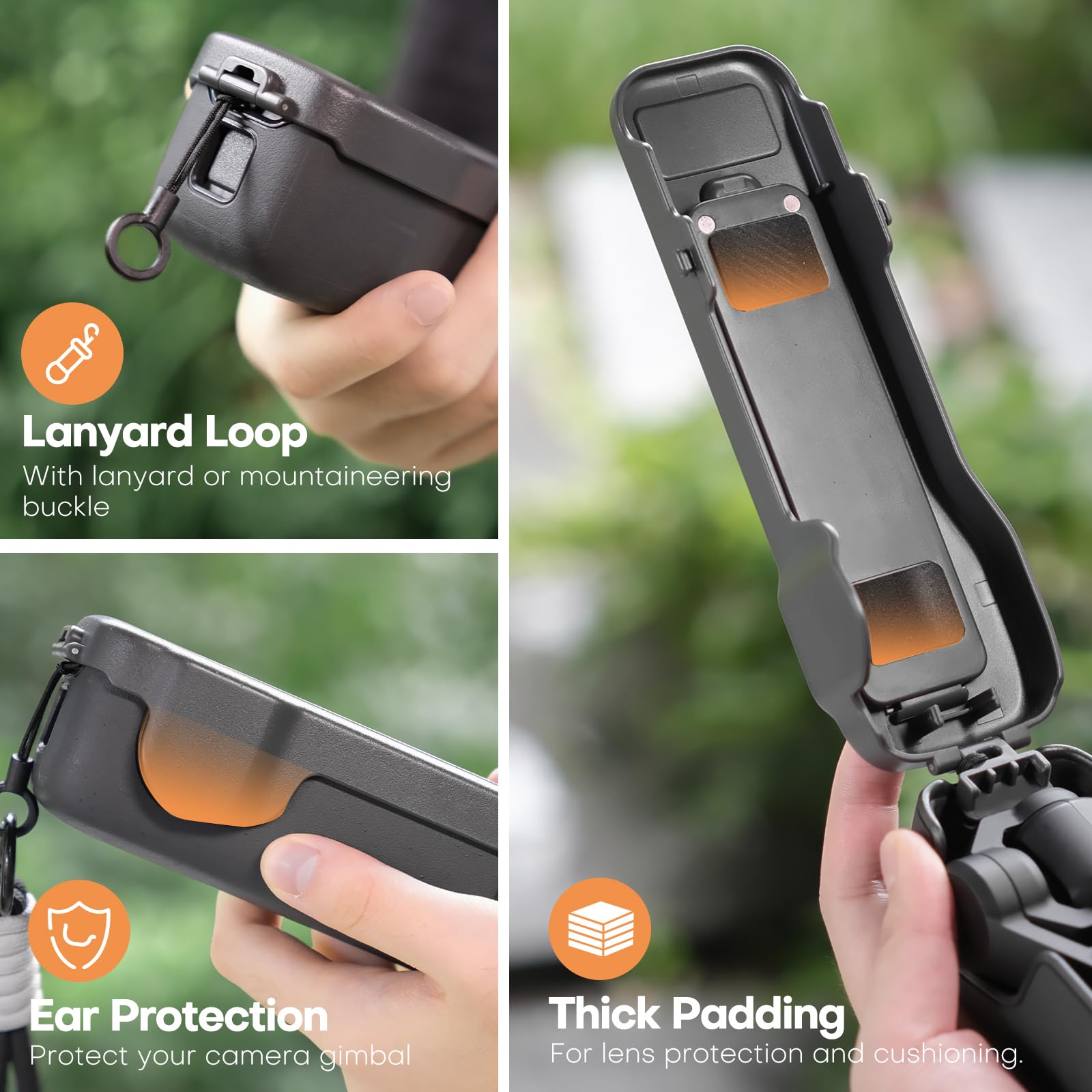 REYGEAK Pocket 3 Custodia protettiva per obiettivo, design speciale, protezione completa per DJI Pocket 3 accessori, si possono registrare quattro filtri contemporaneamente. Corda regalo a mano