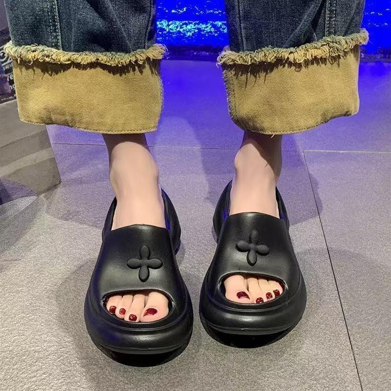 Women's thick-soled slippers, eva material open-toe sandals, home and outdoor beach4