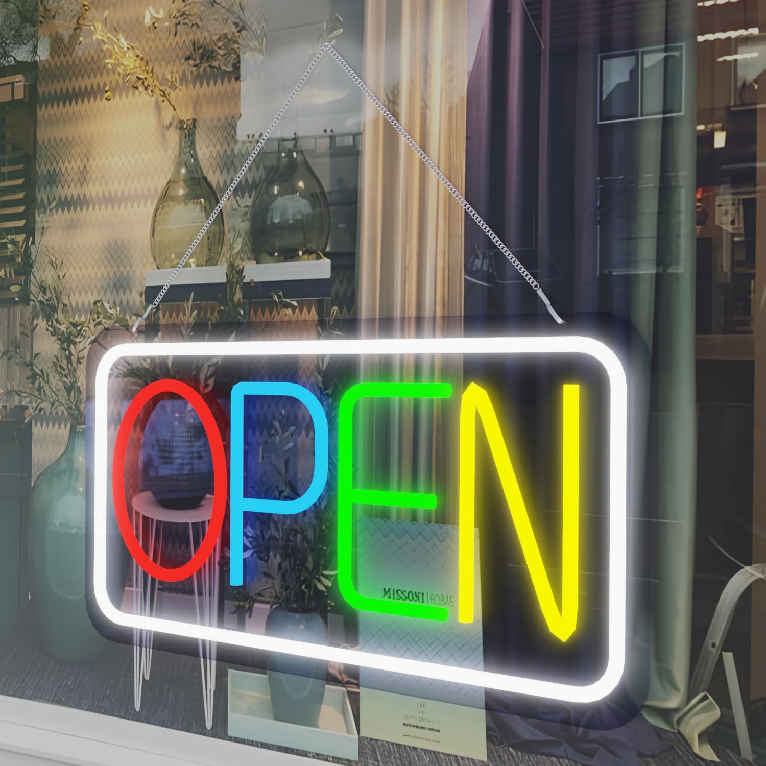 Open Sign LED for Business,New Ultra Bright Electric Display Store Neon Sign 16.5"x 9" Light Up your Bar Salon Coffee Offices Retails Shops Storefronts Window Wall Decor (Multicolor)