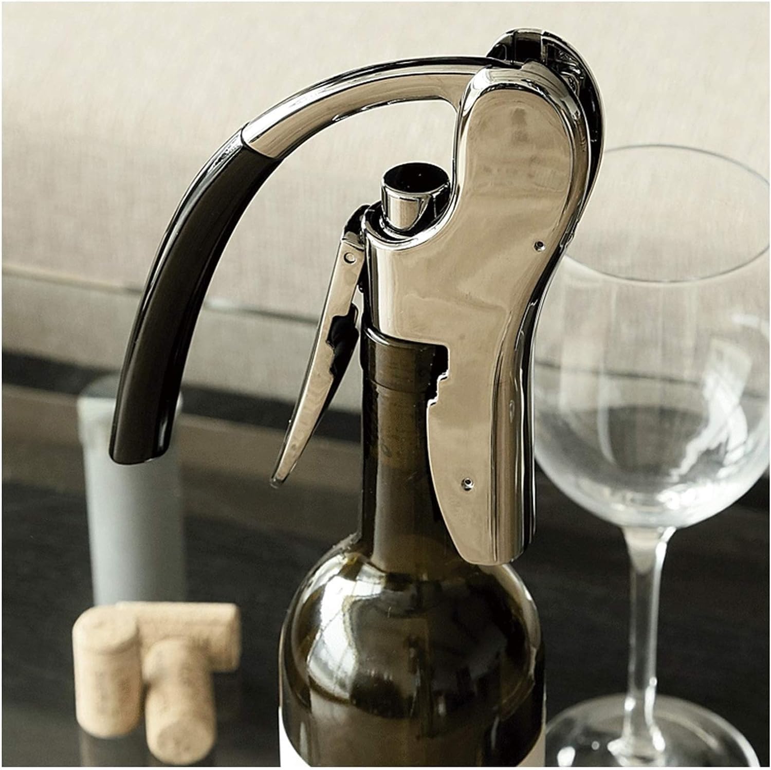 Apribottiglie Cavatappi for Vino Cavatappi Verticale Compatto Cacciavite for Vino Portatile Tappo for Uso Domestico Cavatappi for Vino (Nero) I Migliori apribottiglie