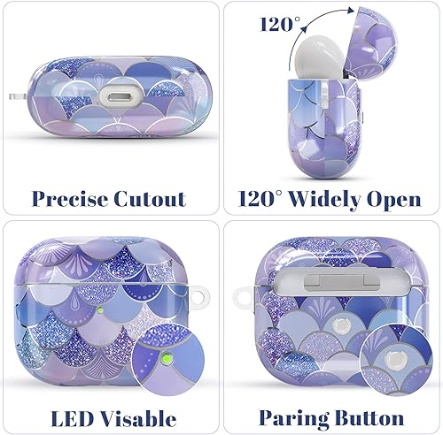 Vista 12 de Funda para AirPods de tercera generación, funda protectora suave con purpurina para mujeres y niñas, compatible con Apple AirPods 3 con llavero