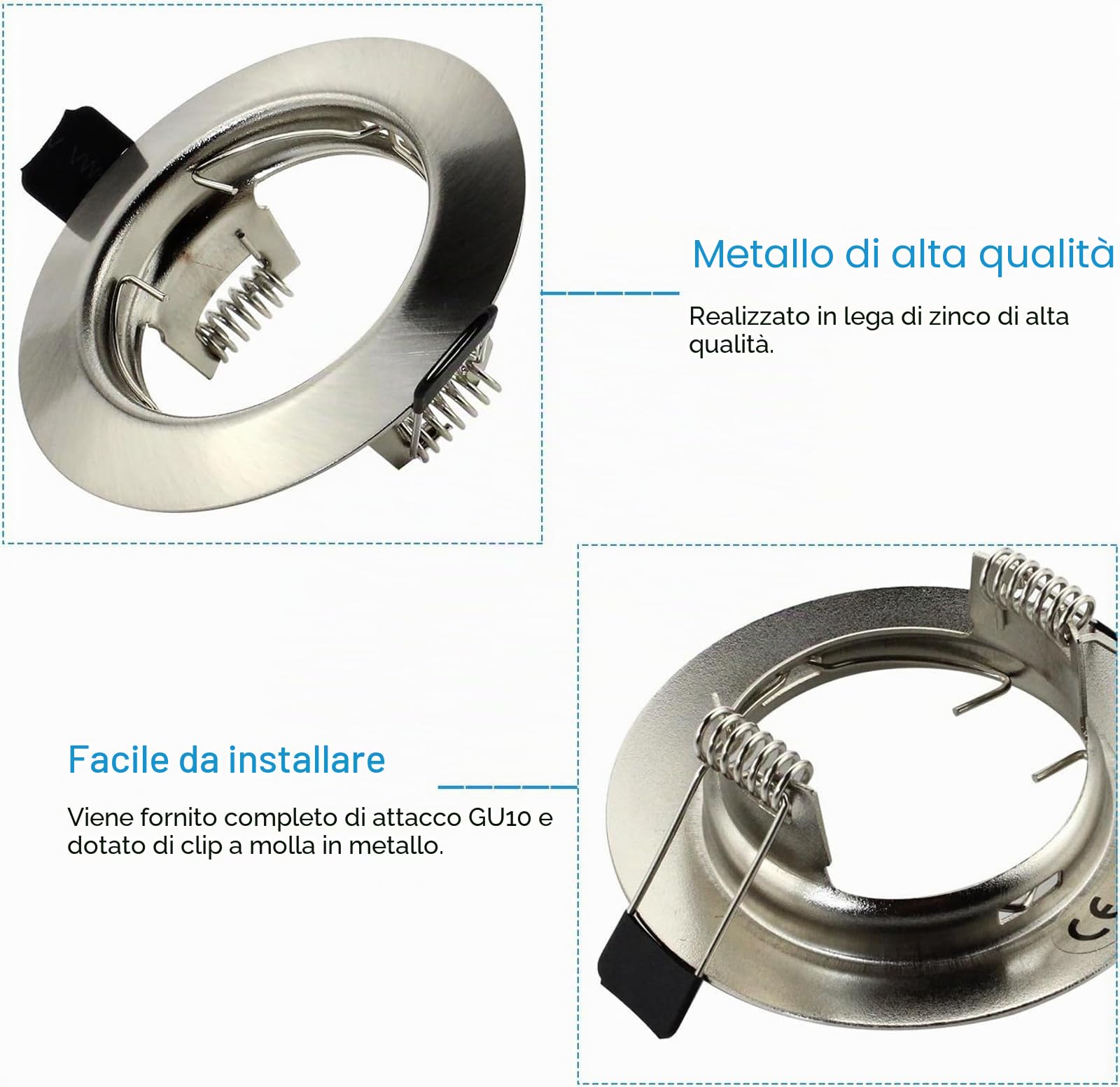 HiBay 10x Faretti LED da Incasso per Cartongesso GU10 220V 5W Bianco Caldo 3000K Faretti LED Soffitto Incasso per Interni Acciaio Inossidabile Rotonda con Lampadine e Portalampada GU10