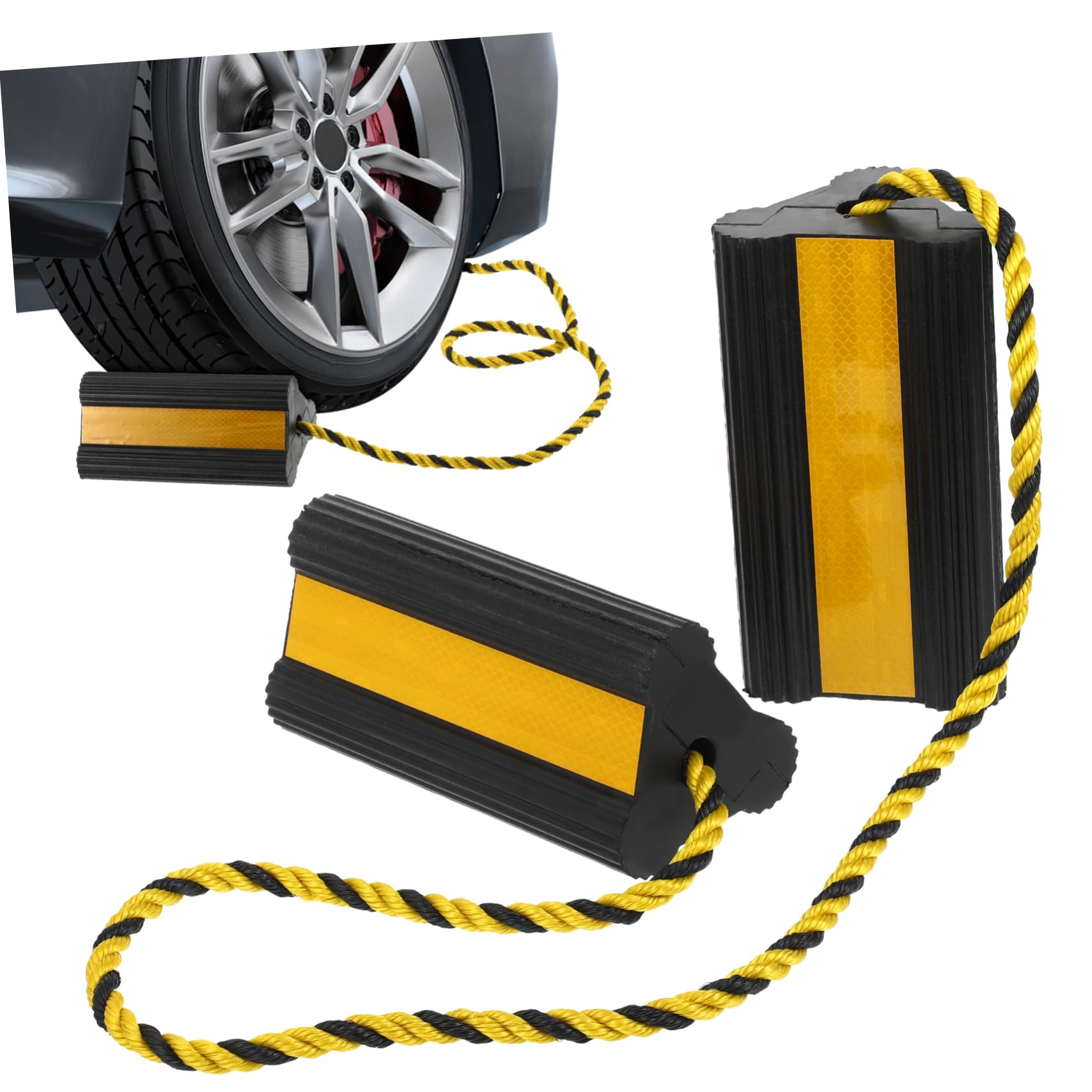 PRETYZOOM Heavy Duty Rubber Wheel Chocks for Trailers and Rvs Shock Absorbing Tire Stopper for Enhanced Stability and Vehicle Protection Easy to Install Compatible with Trucks Campers