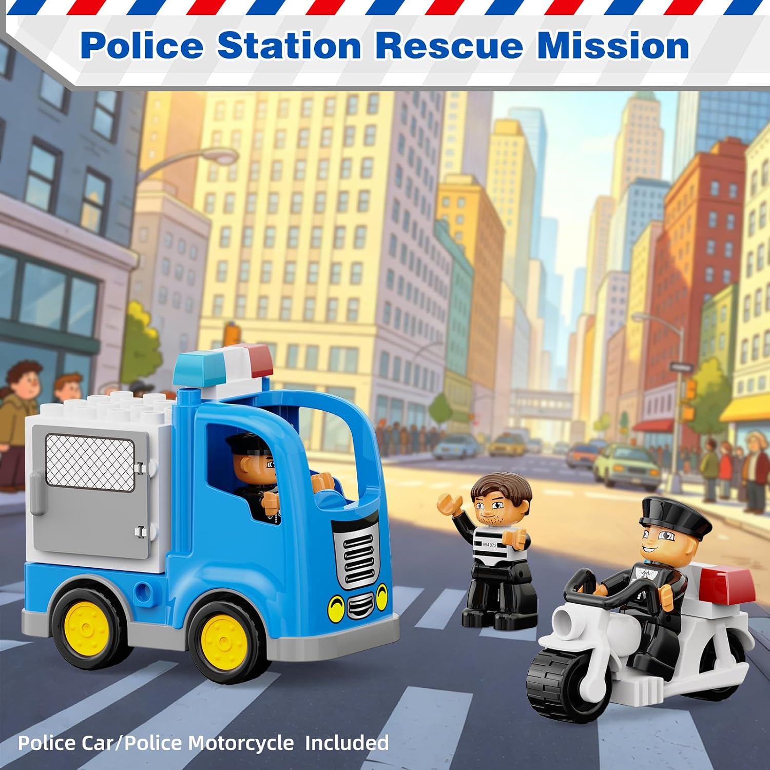 Large Police Station Toy, Classic Big Building Blocks Police Toys image 2