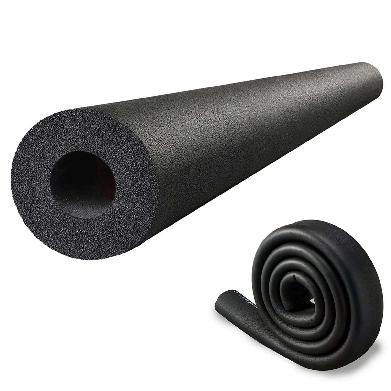 Pipe Insulation Foam Tube, 3/4" ID x 3/8" Thick, 6 FT Heat Insulated Tubing for Hot and Cold Water Pipes, Indoor Outdoor Plumbing Pipe Covers Insulation Lagging Wrap (Black, 3/4" x 3/8")