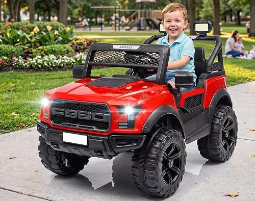 SHAKYA WORLD POBO Battery Operated Jeep for Kids 1 to 8 Years Ride on with Music & Light Electric Car Jeep, Red